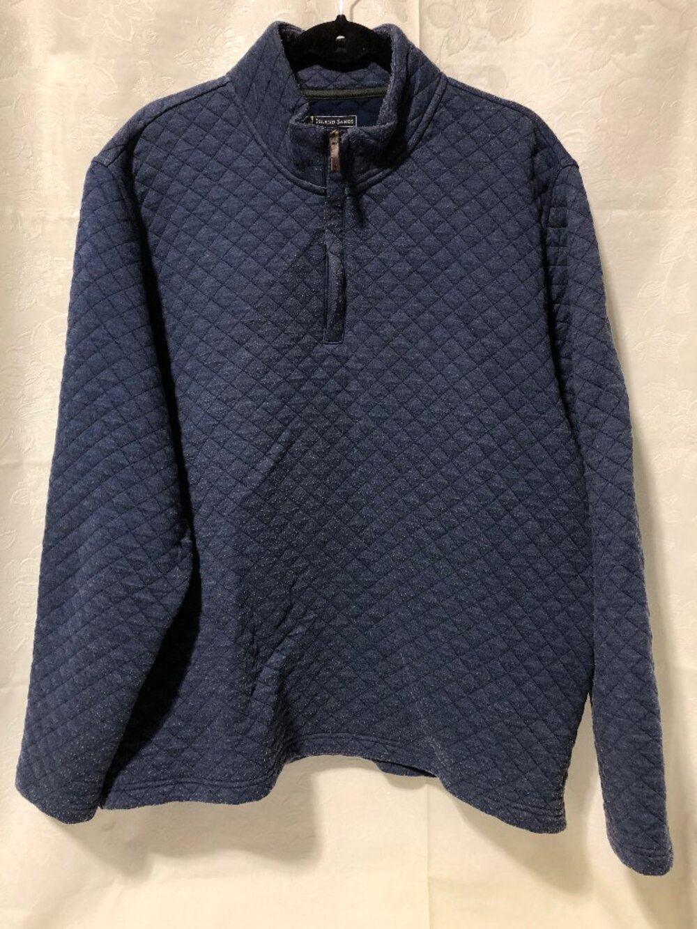 Island Sands 1/4 zip Pullover Sweater Quilted Blue XL